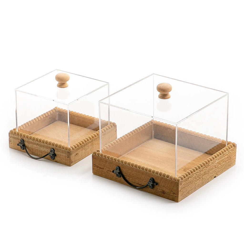 Set of 2 trays with acrylic cover