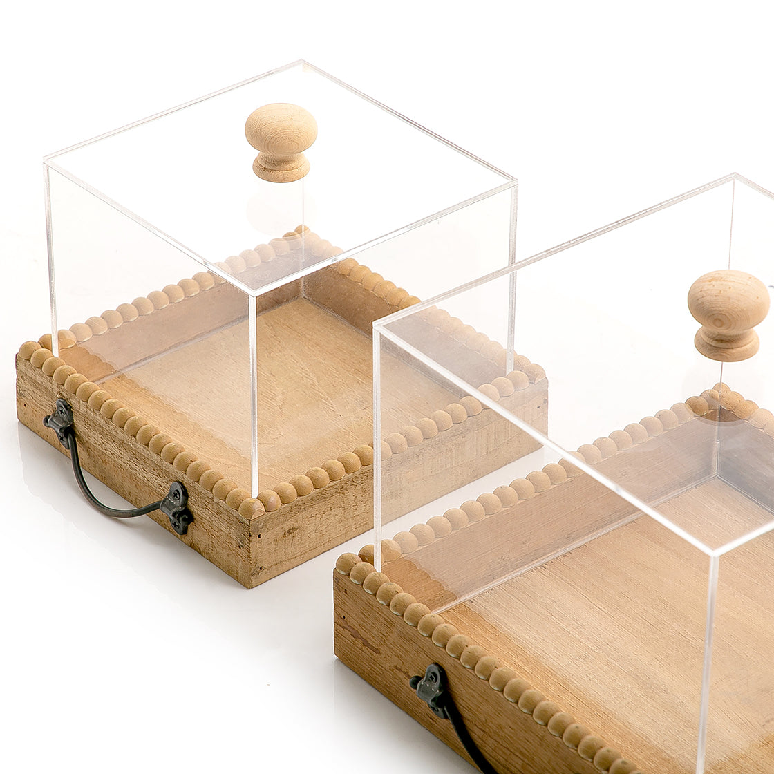 Set of 2 trays with acrylic cover