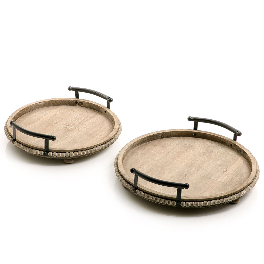 Set of 2 wooden trays