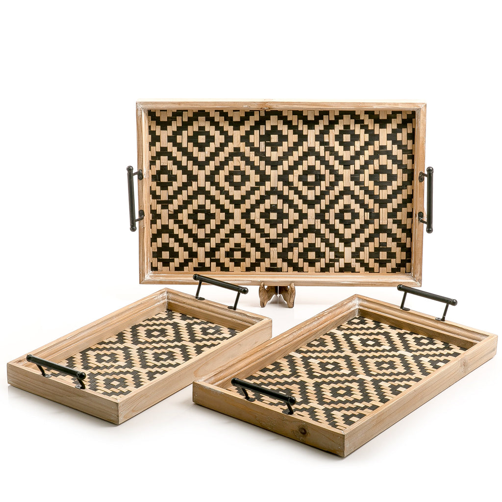 Set of 3 wooden trays