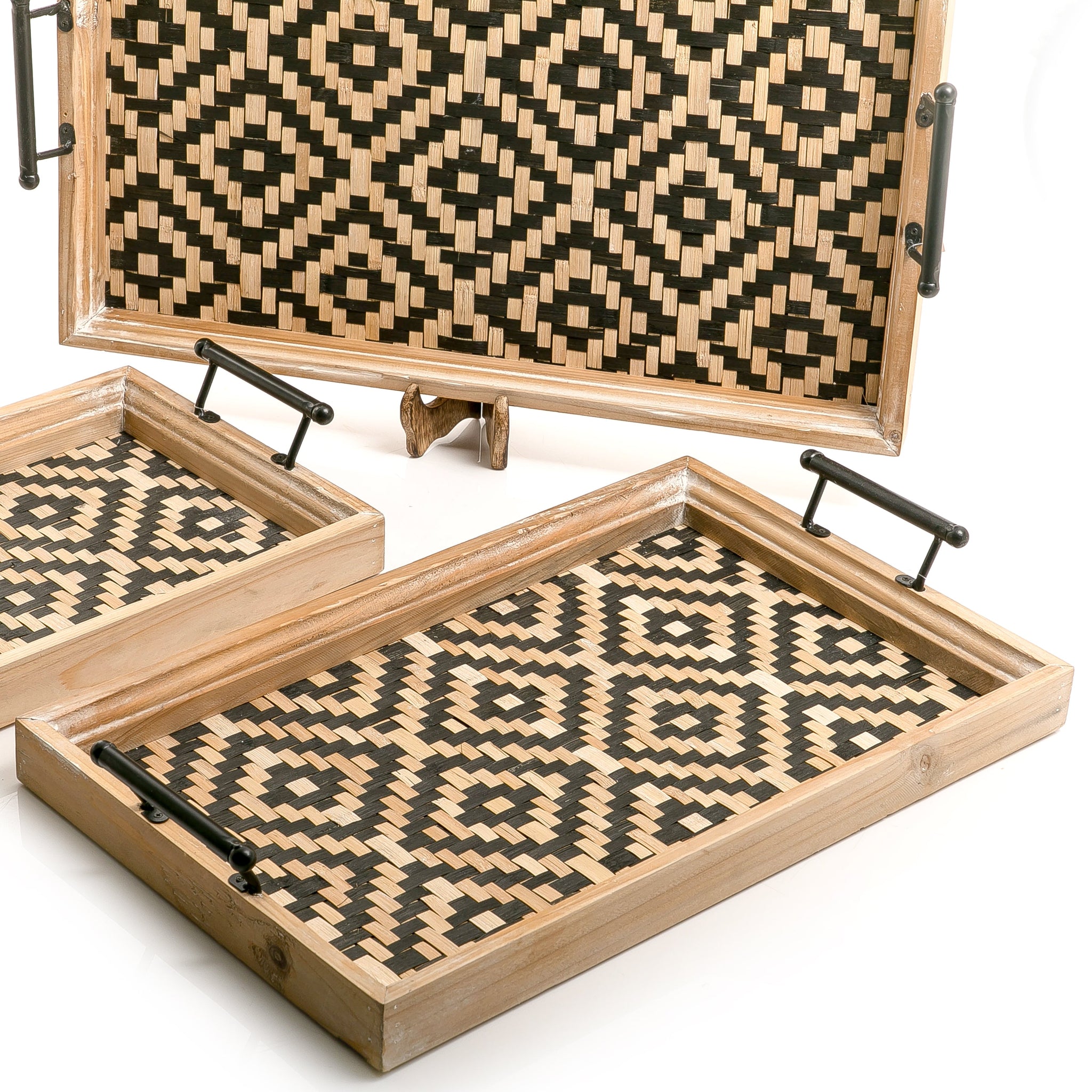 Set of 3 wooden trays