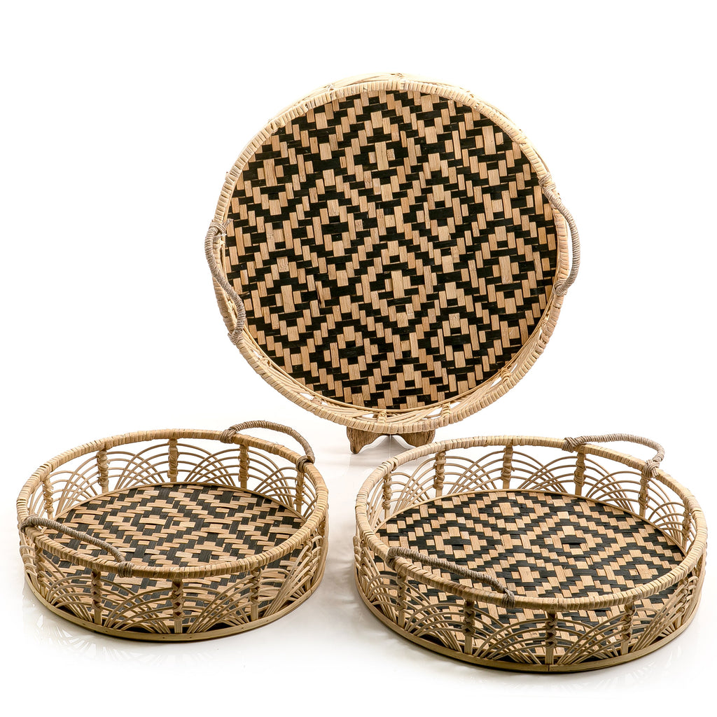 Set of 3 wooden trays