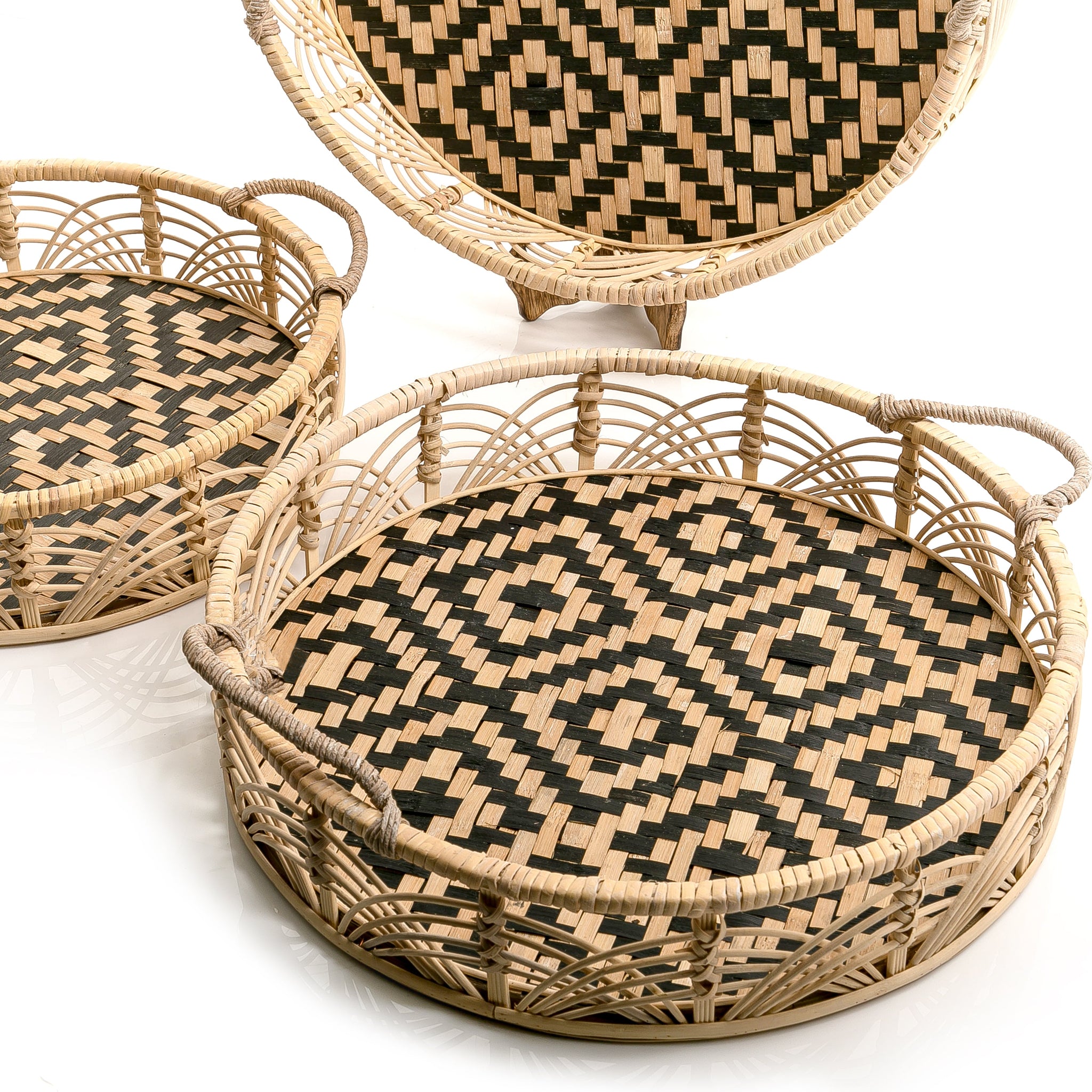 Set of 3 wooden trays