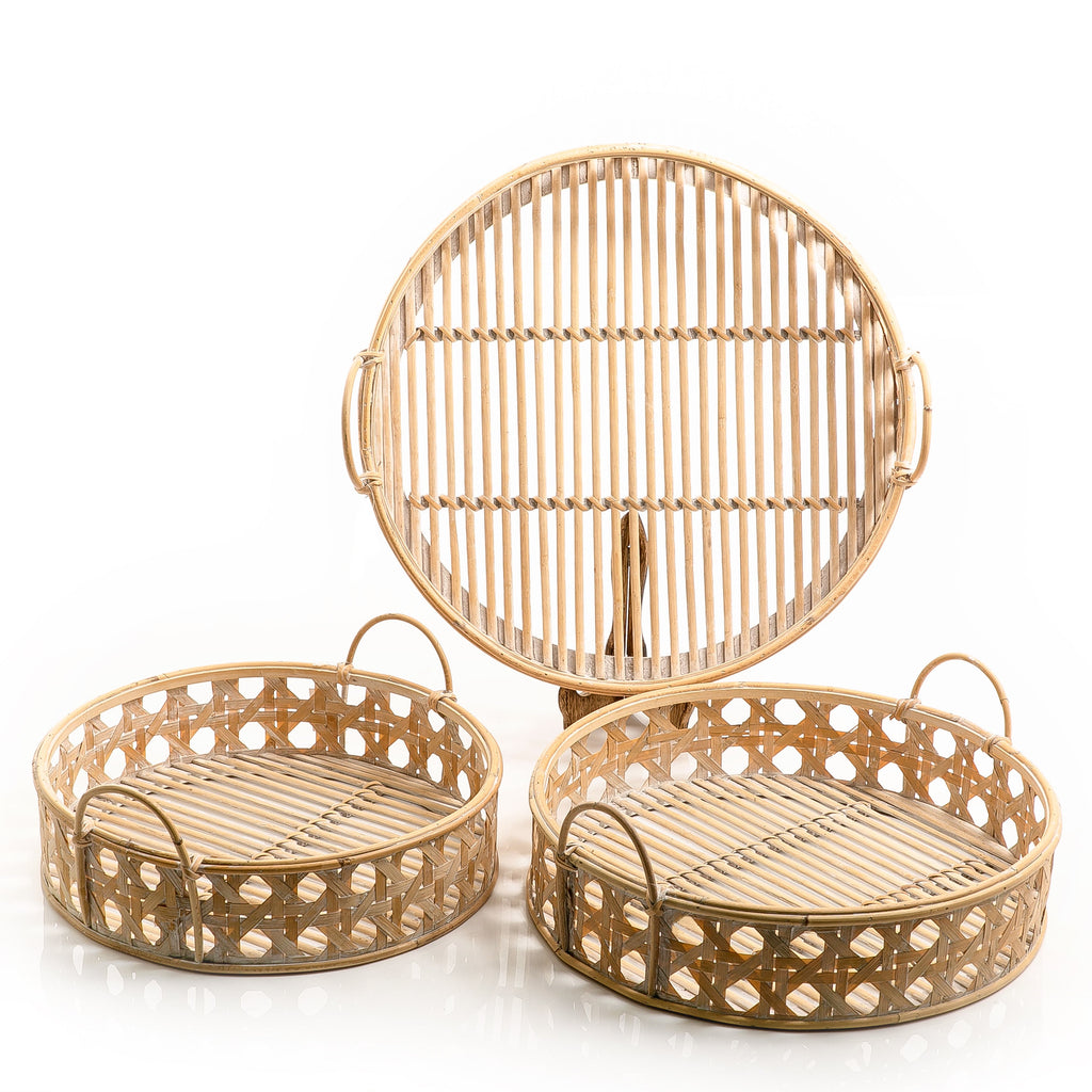 Set of 3 wooden trays