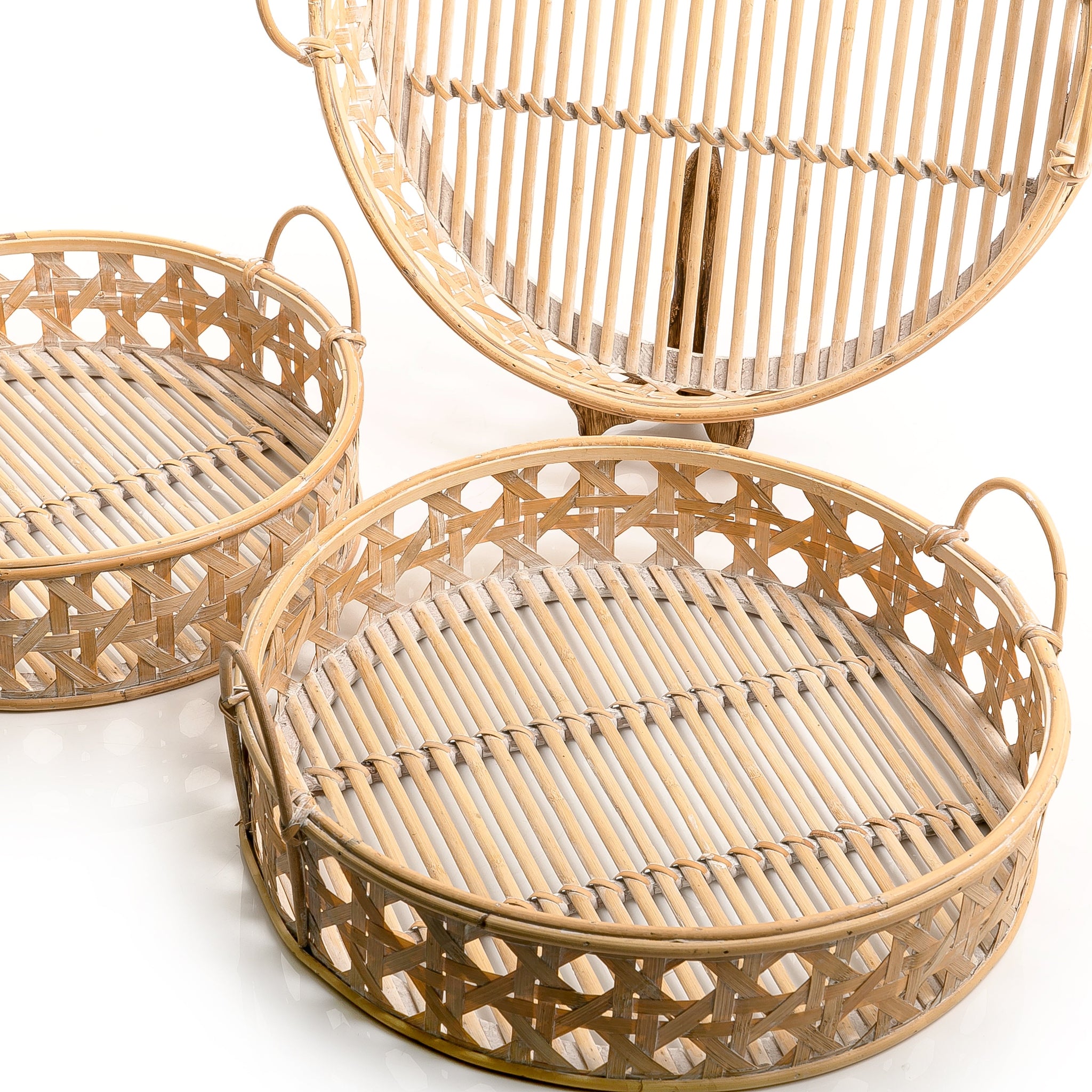 Set of 3 wooden trays