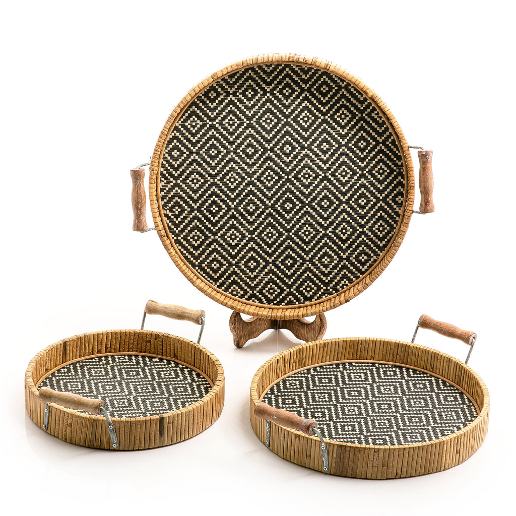 Set of 3 wooden trays