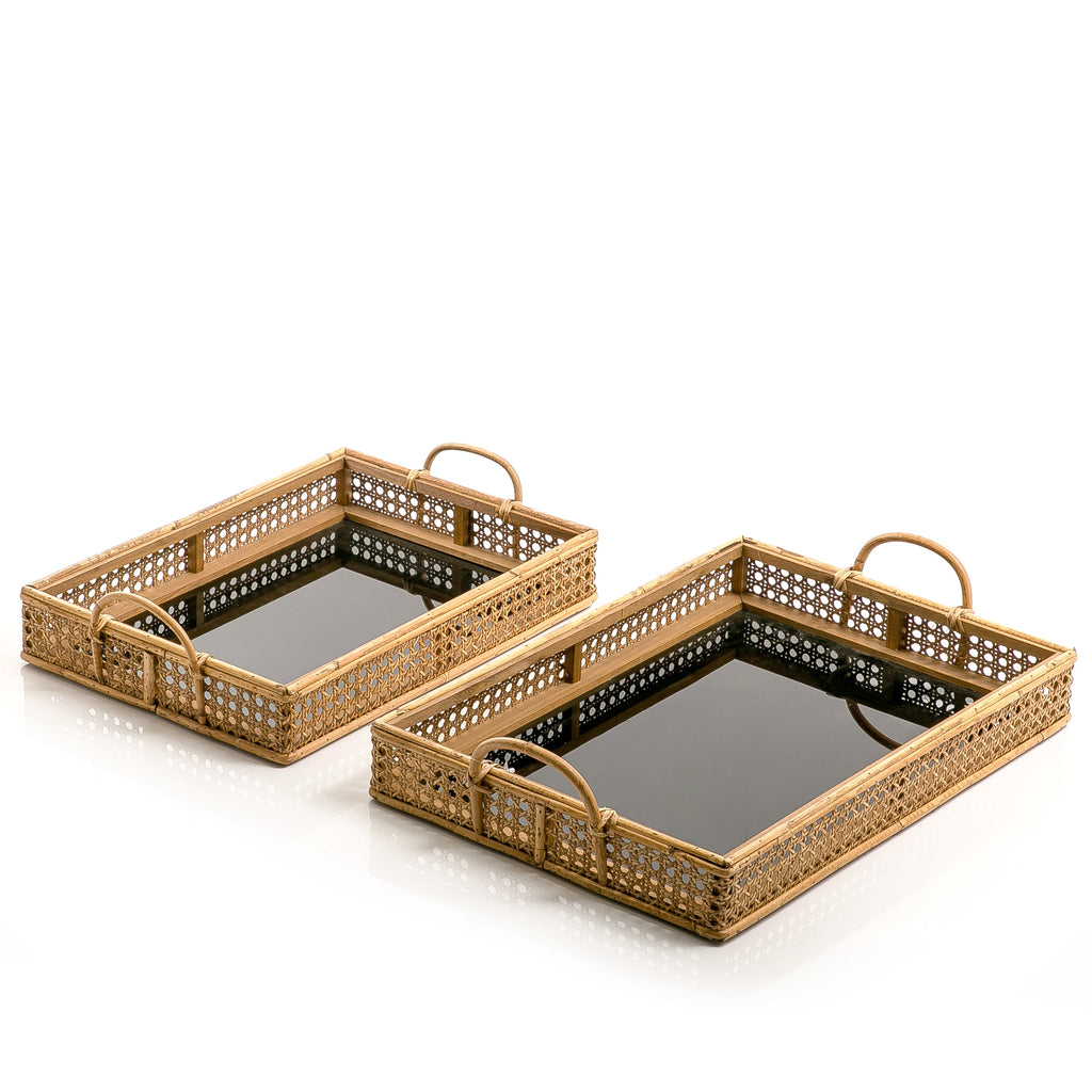 Set of 2 wooden trays