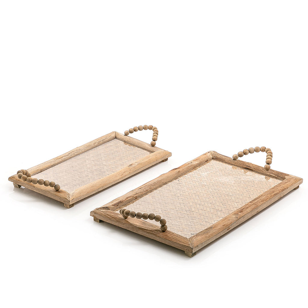Set of 2 rattan tray
