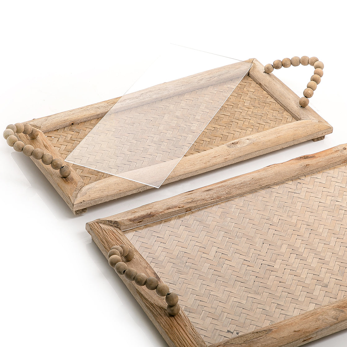 Set of 2 rattan tray