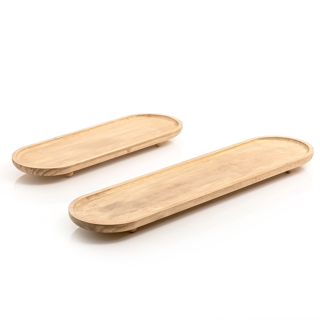 Set of 2 wooden trays