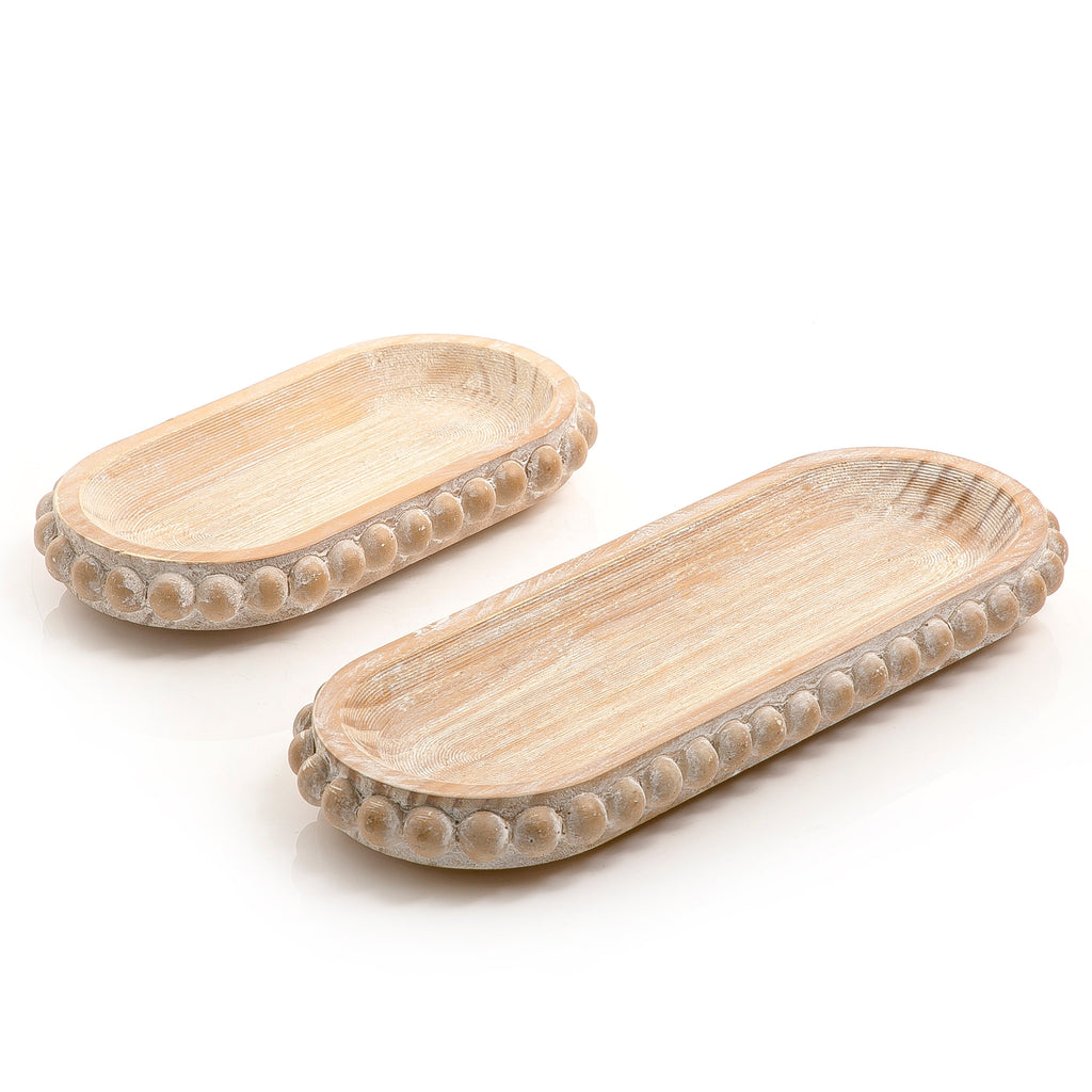 Set of 2 wooden trays