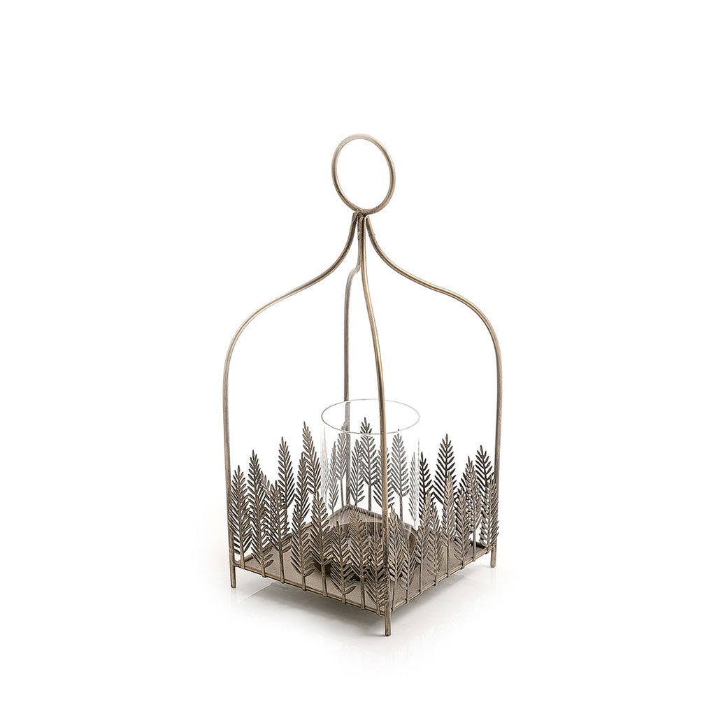 Metal and glass candle holder