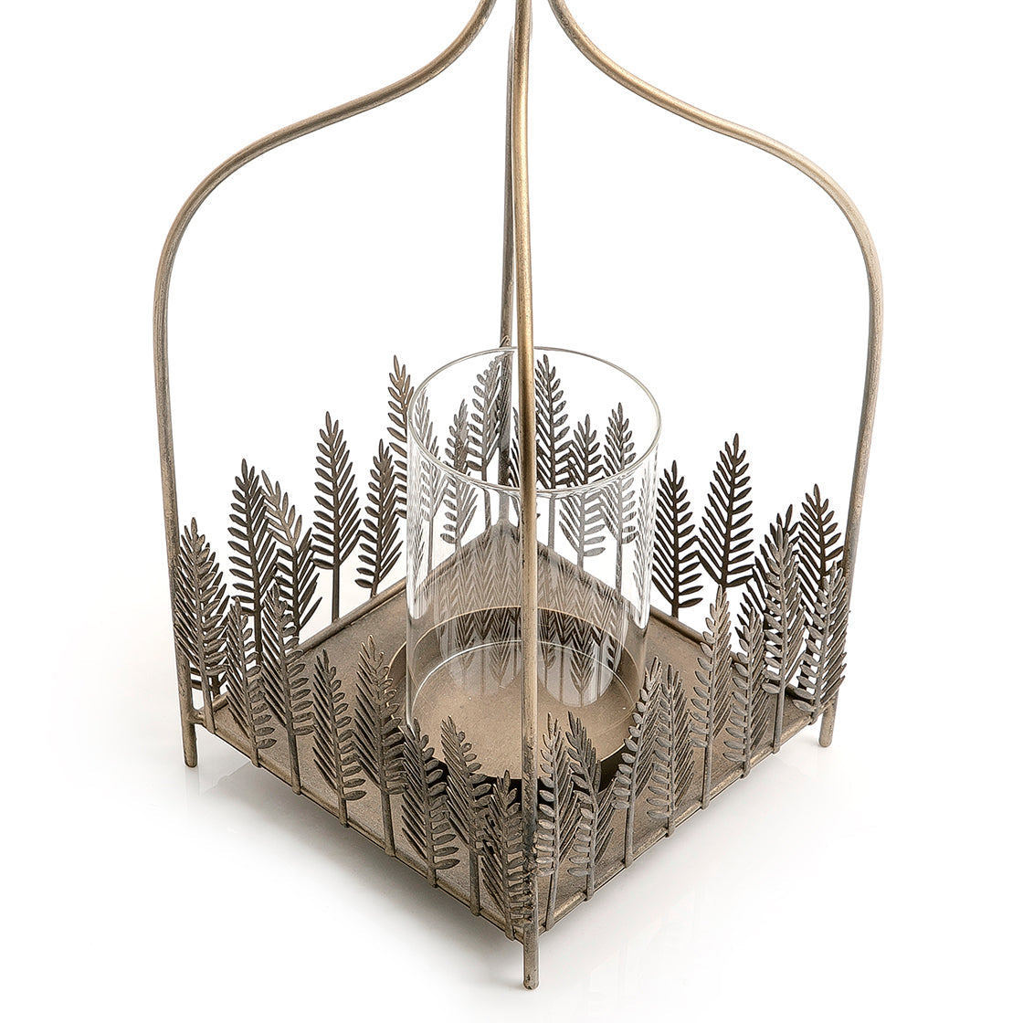 Metal and glass candle holder