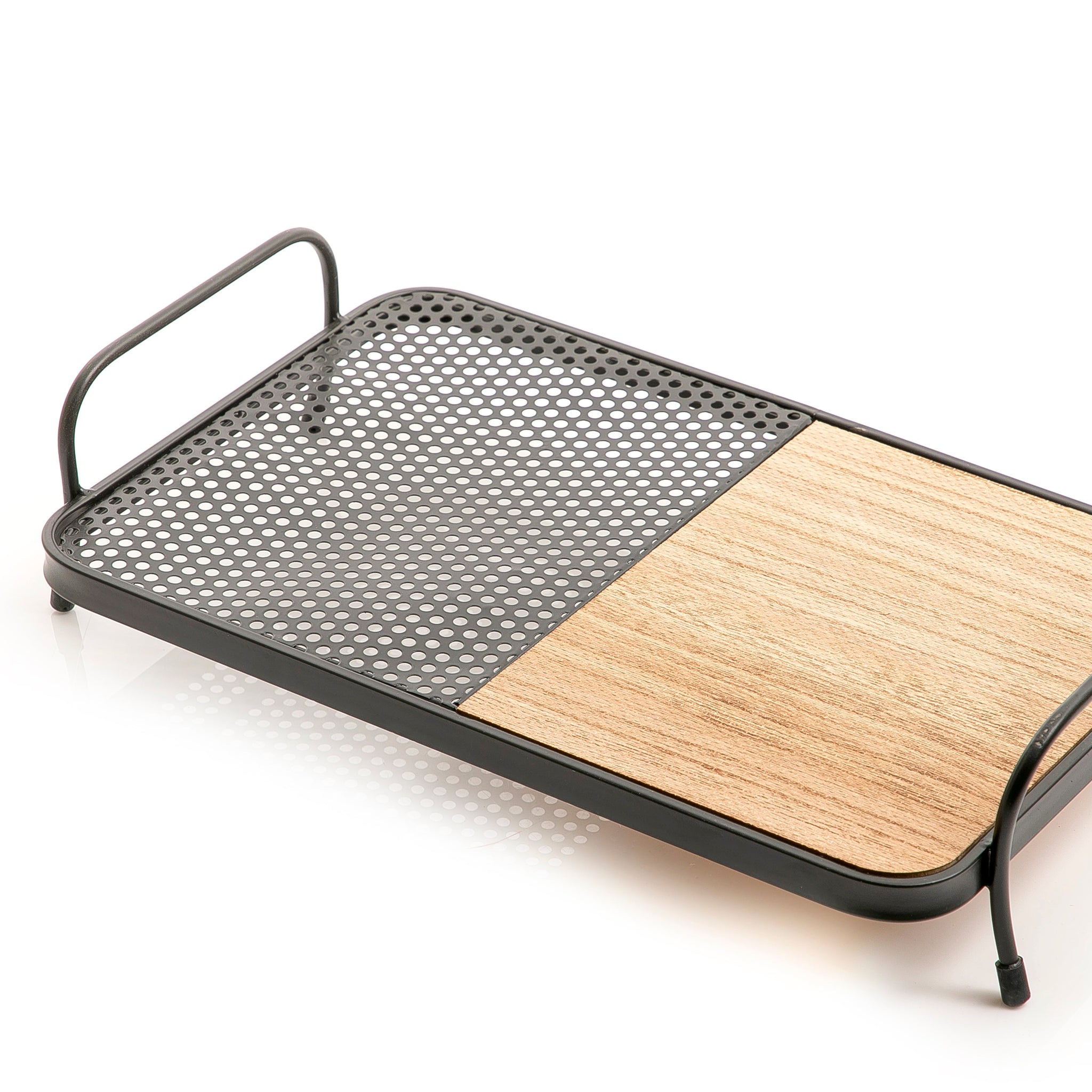 Metal and wood tray small size