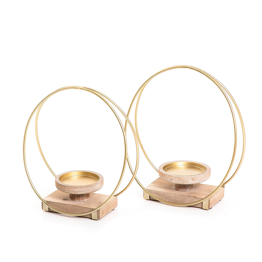 Set of 2 metal candle holder