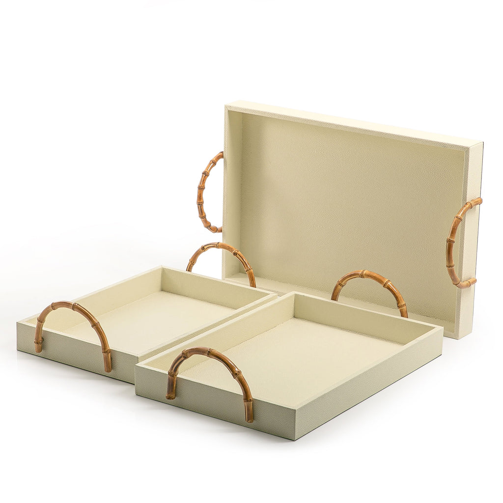 Set of 3 Leather trays