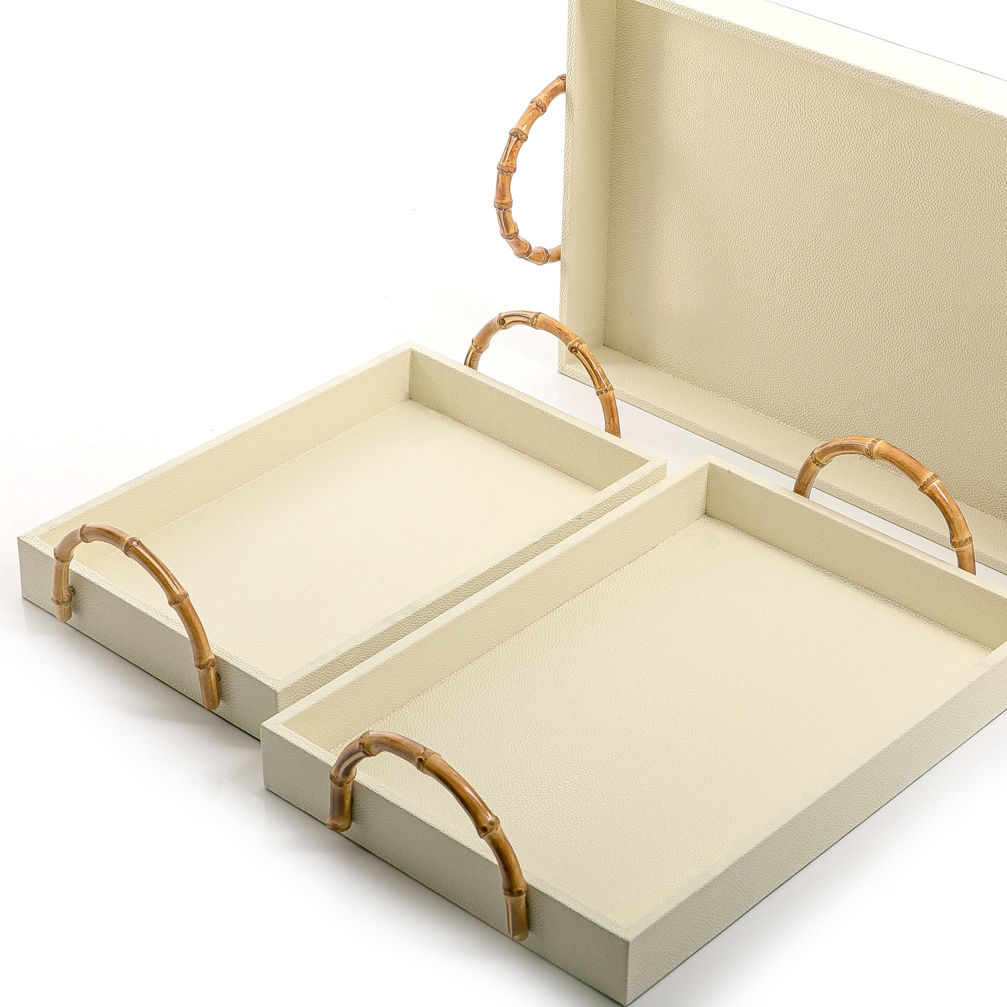 Set of 3 Leather trays