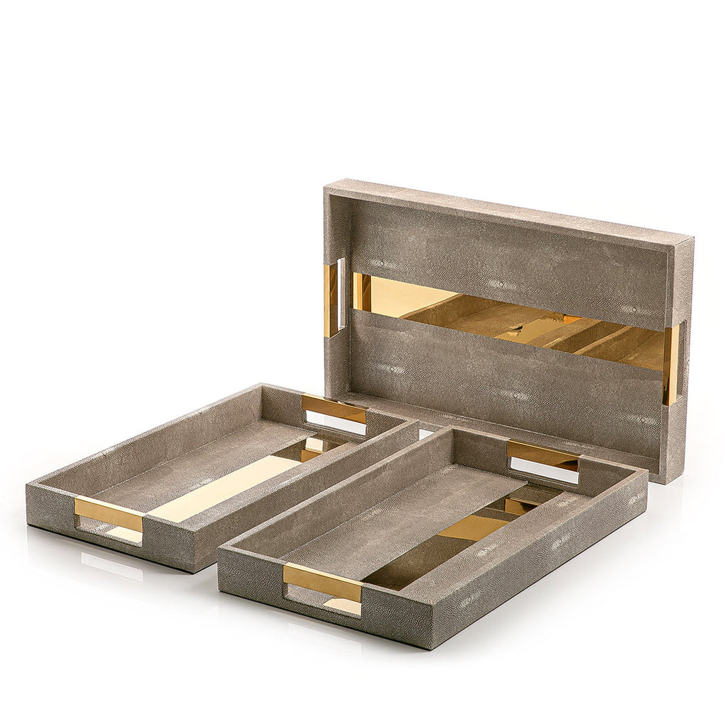 Set of 3 Leather trays