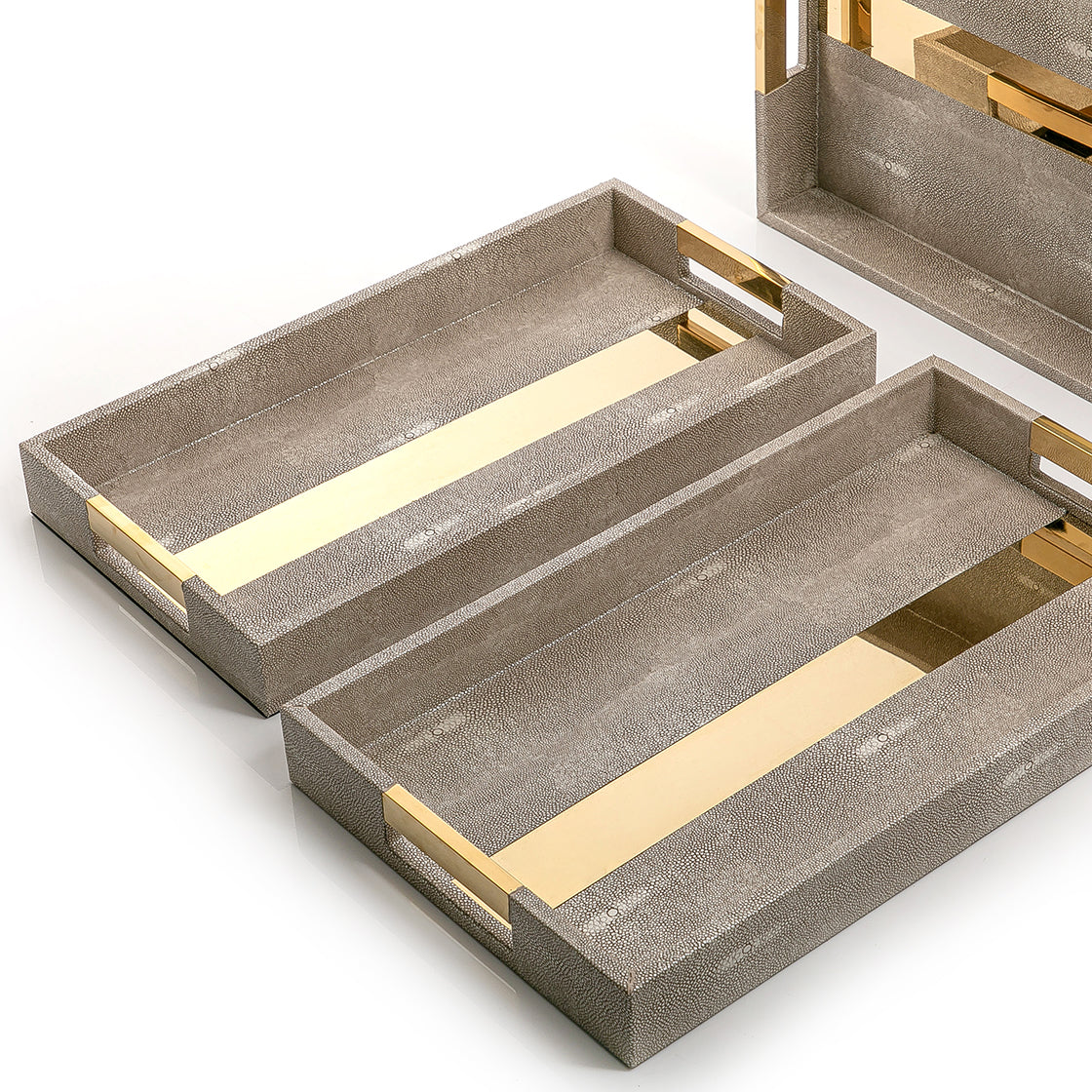 Set of 3 Leather trays