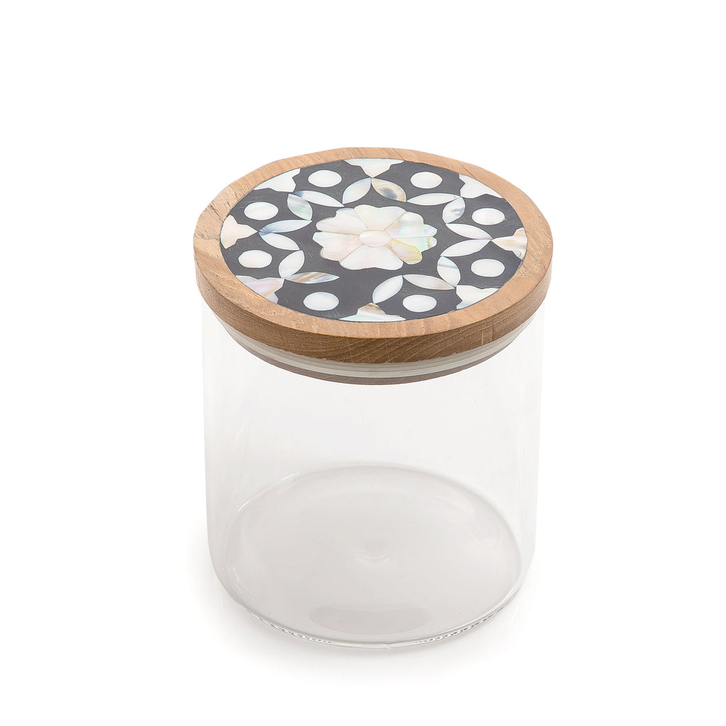 Glass jar with wooden cover (6913178271909)