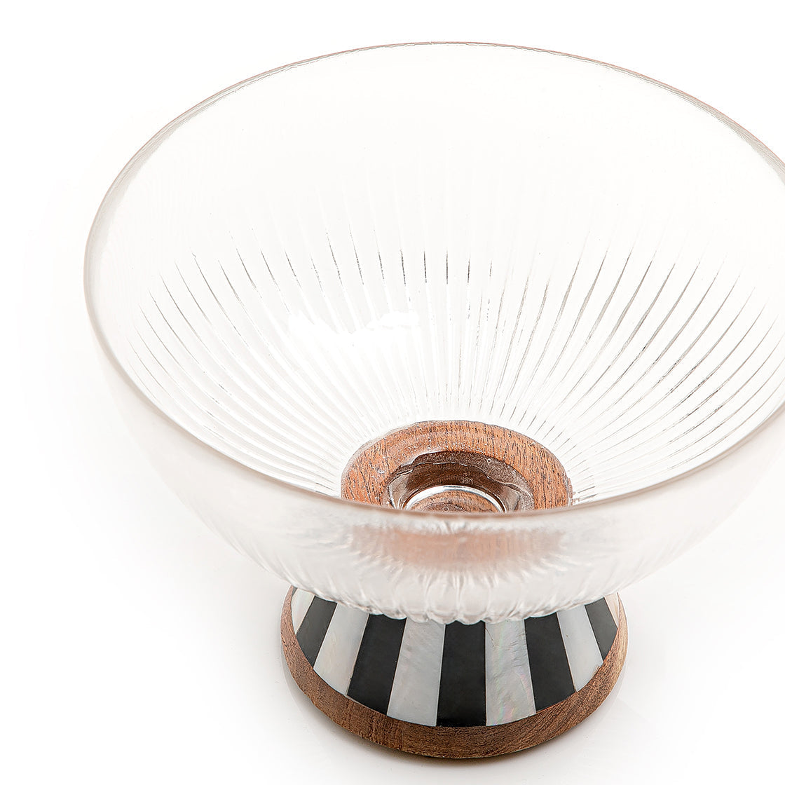 Glass bowl with wooden base