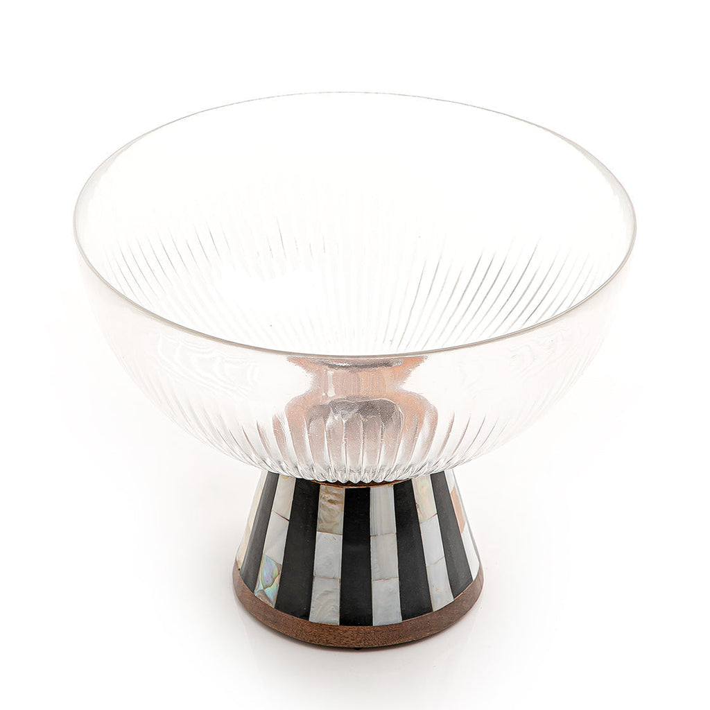 Glass bowl with wooden base