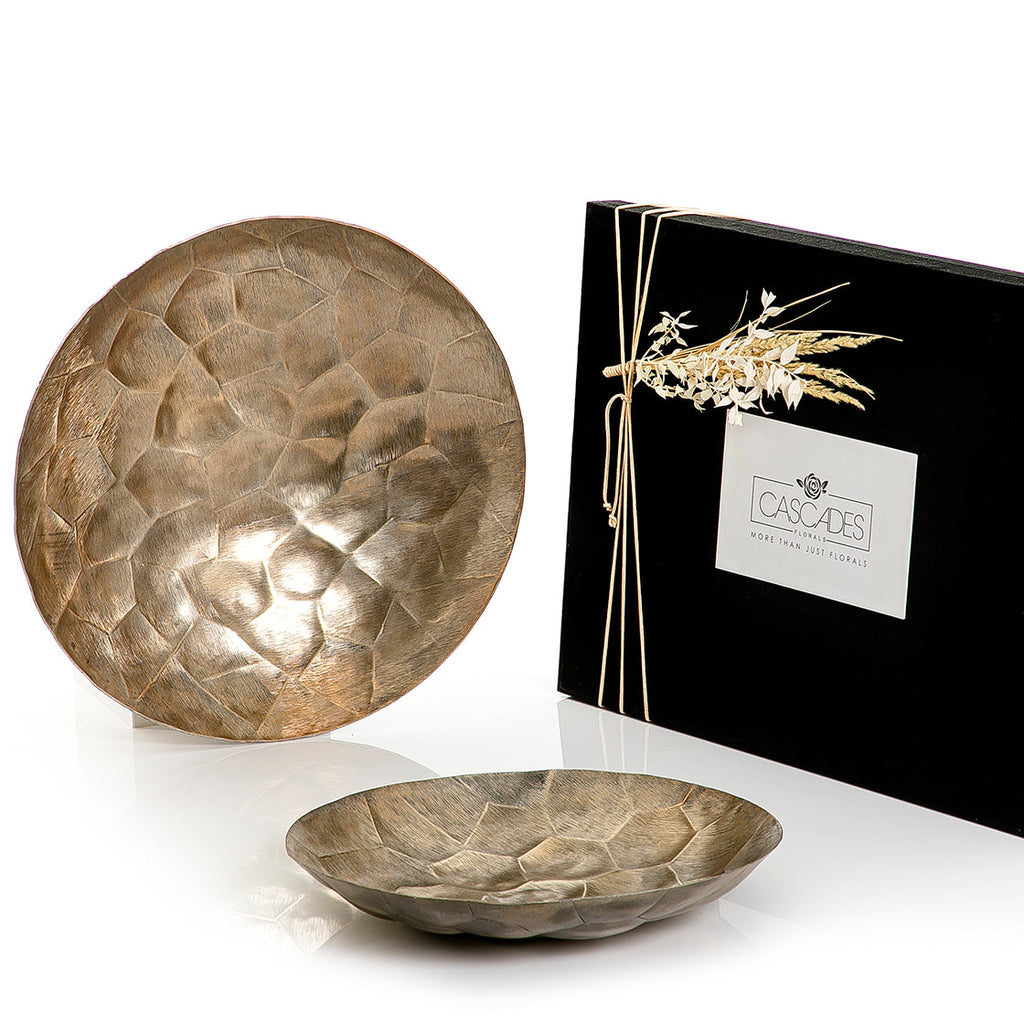 Set of 2 metal trays with gift box