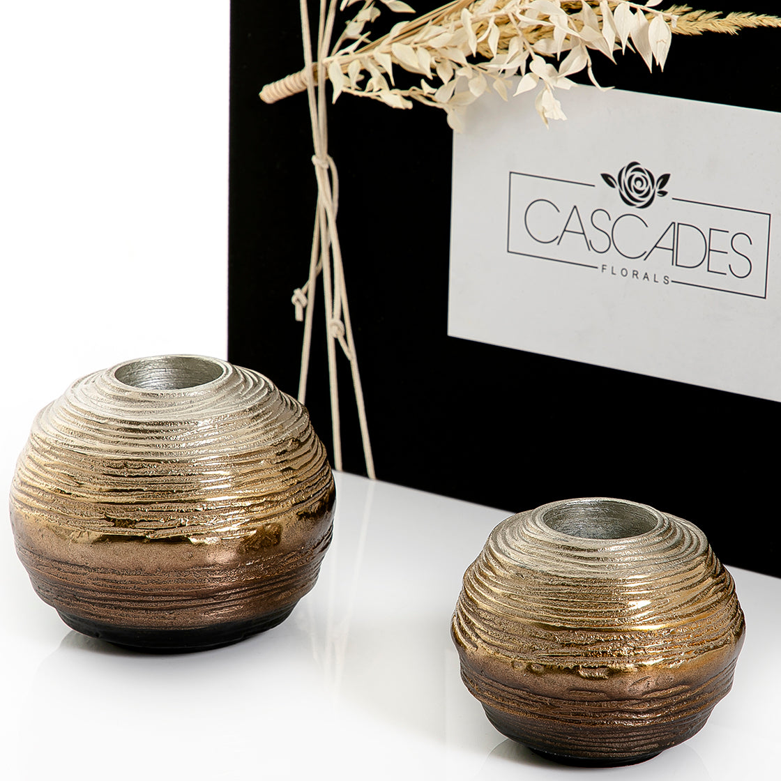 Set of 2 metal candle holder with gift box