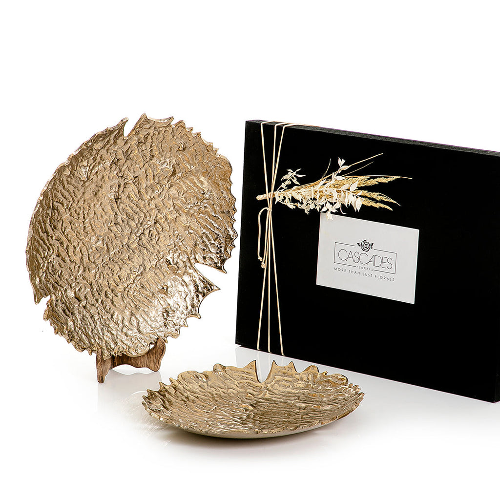 Set of 2 metal trays with gift box