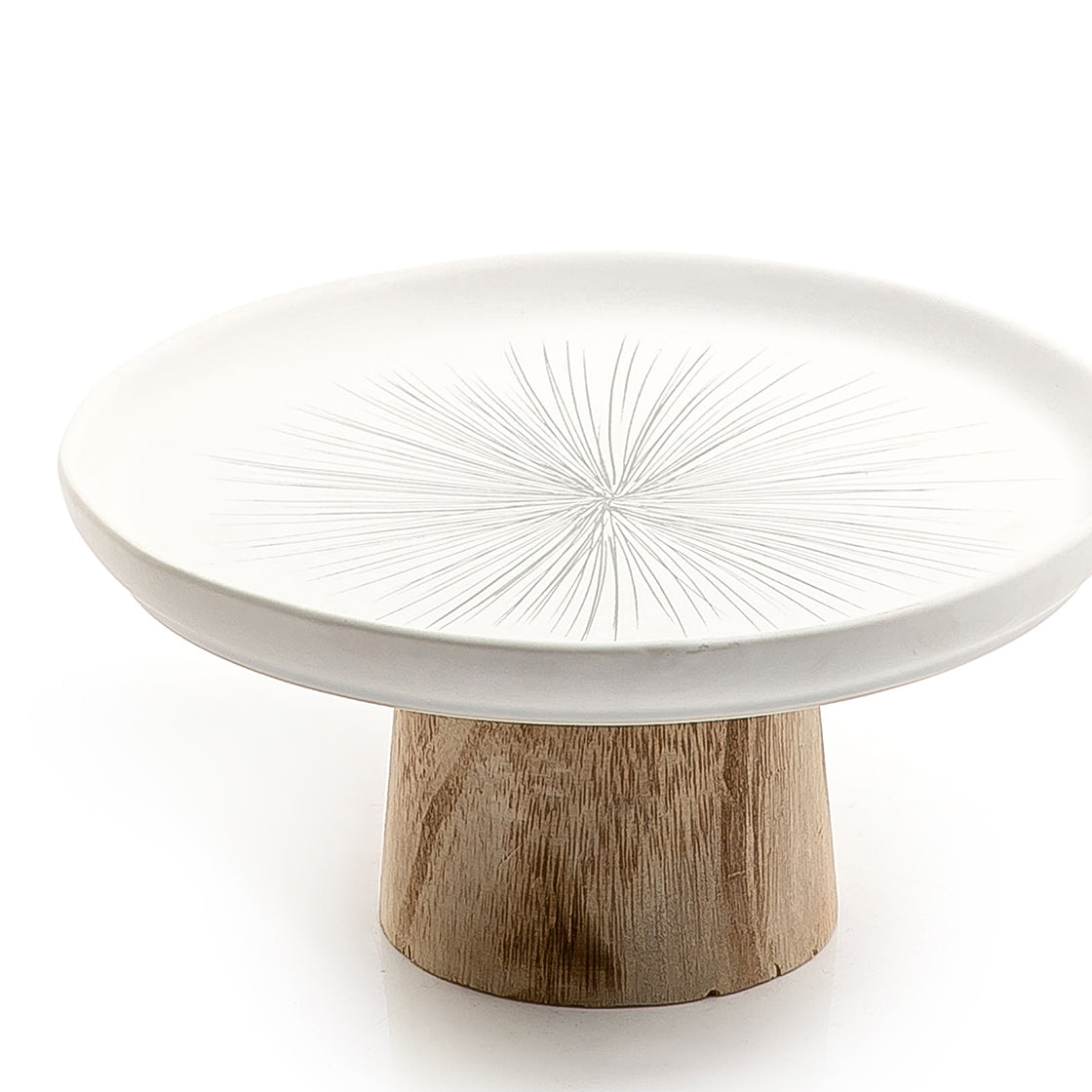 Ceramic stand with wooden base