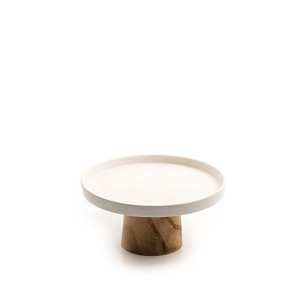 Ceramic stand with wooden base