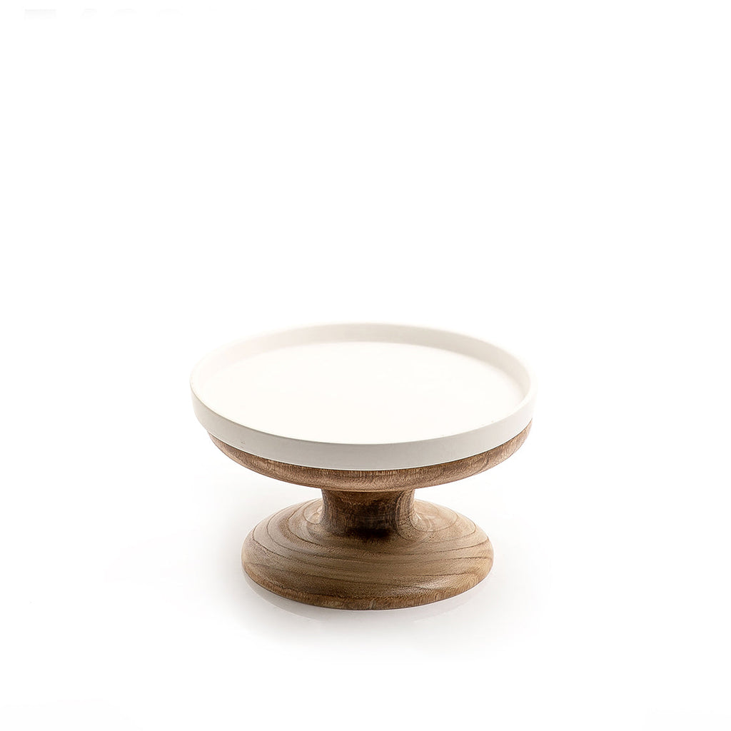 Ceramic stand with wooden base