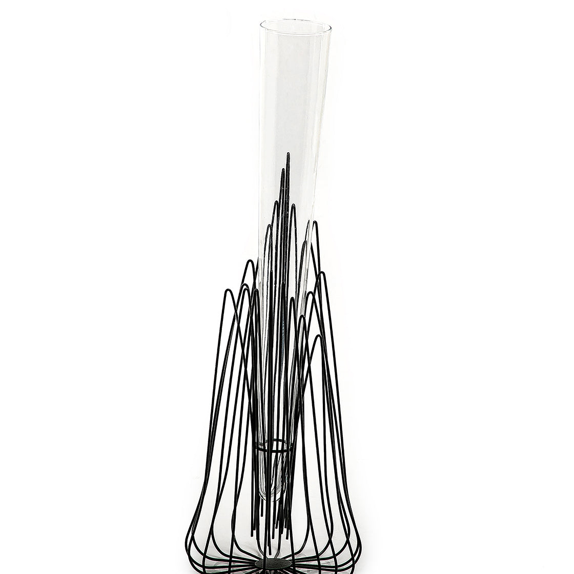 Metal with glass vase