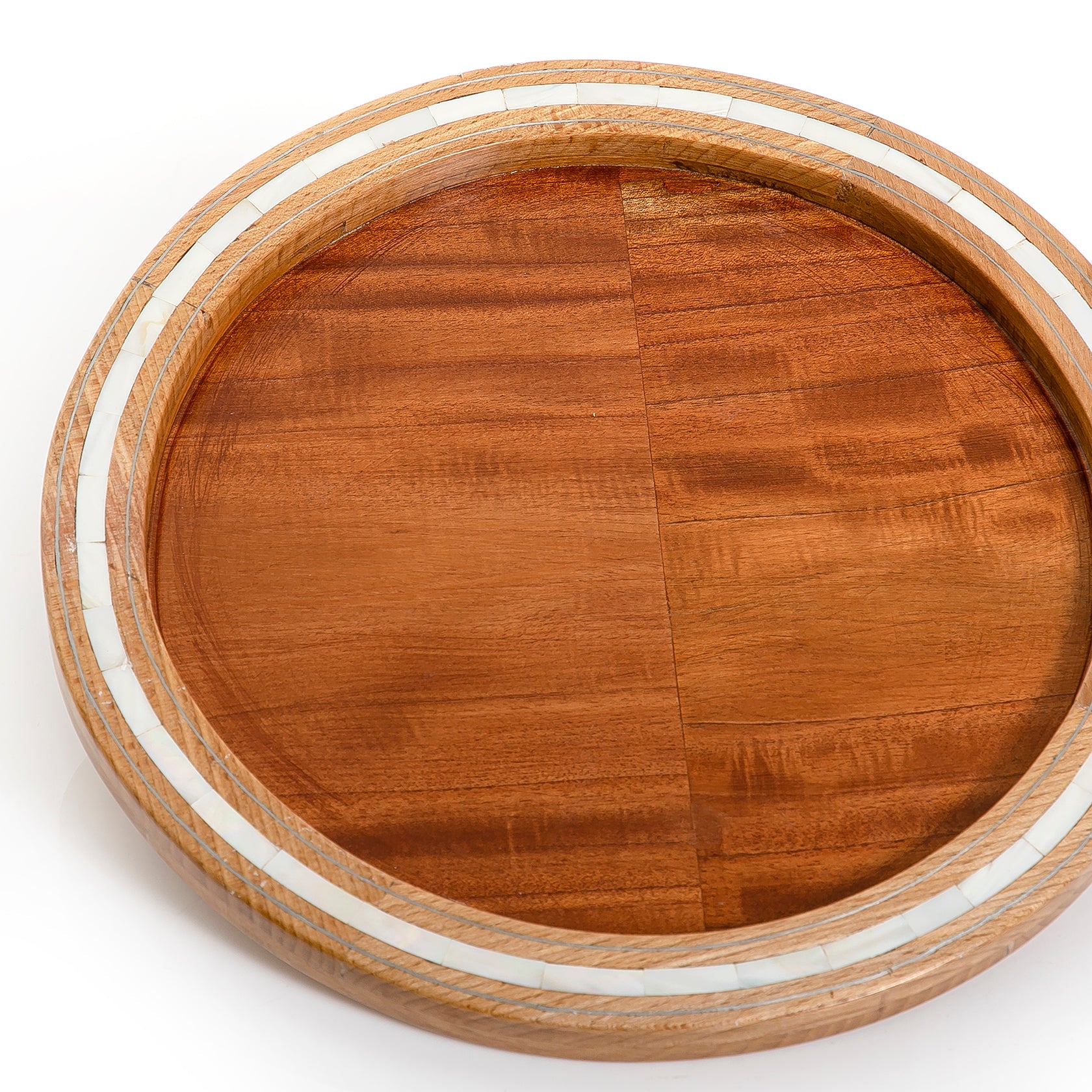 Wooden tray with mother of pearl