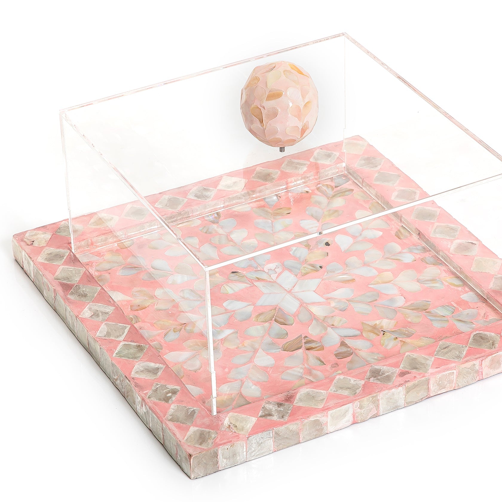 Mother of pearl tray with acrylic cover