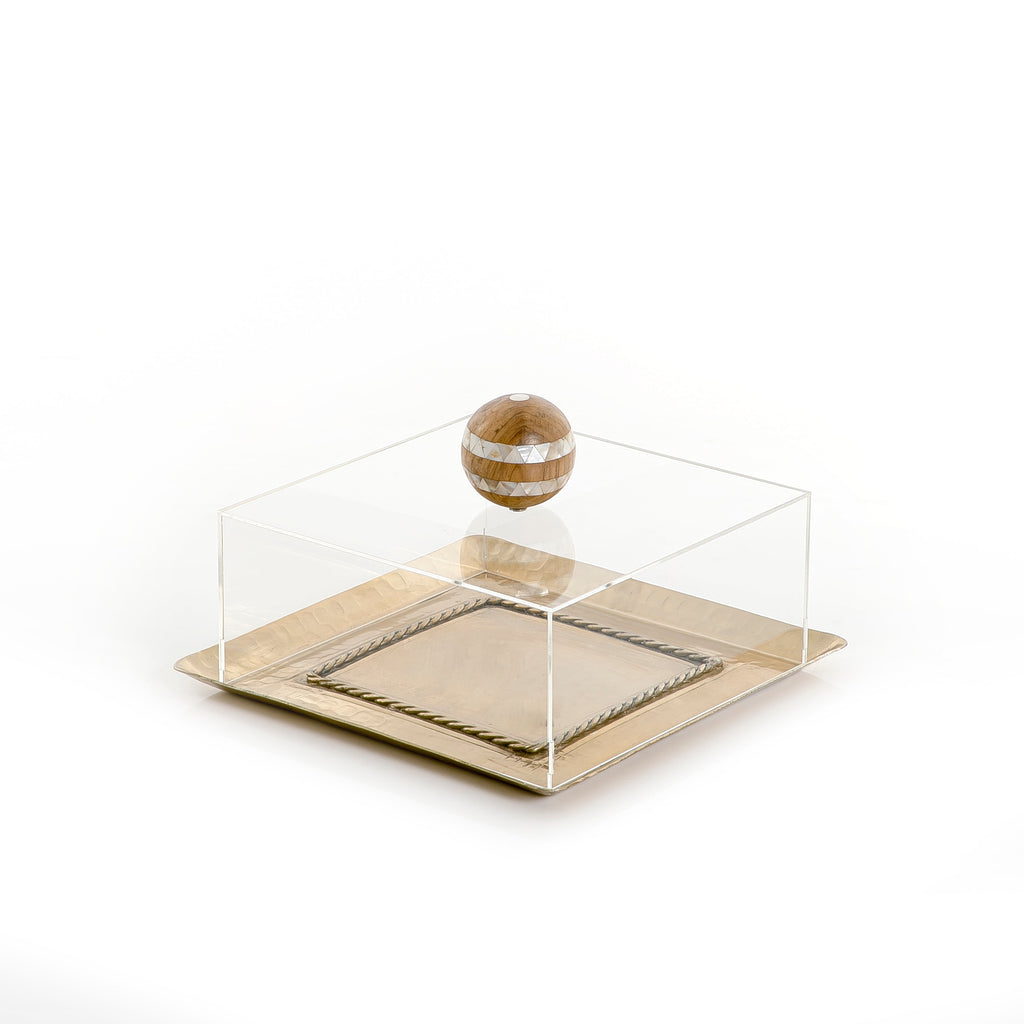Metal tray with acrylic box