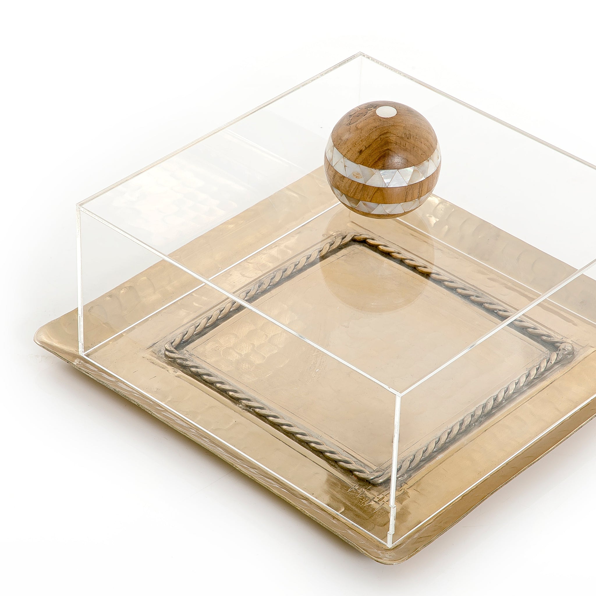 Metal tray with acrylic box