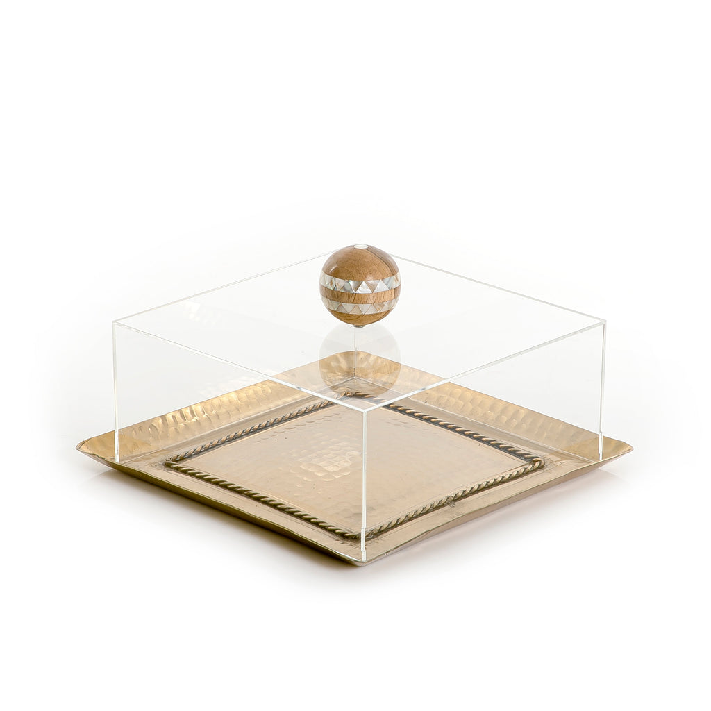 Metal tray with acrylic box