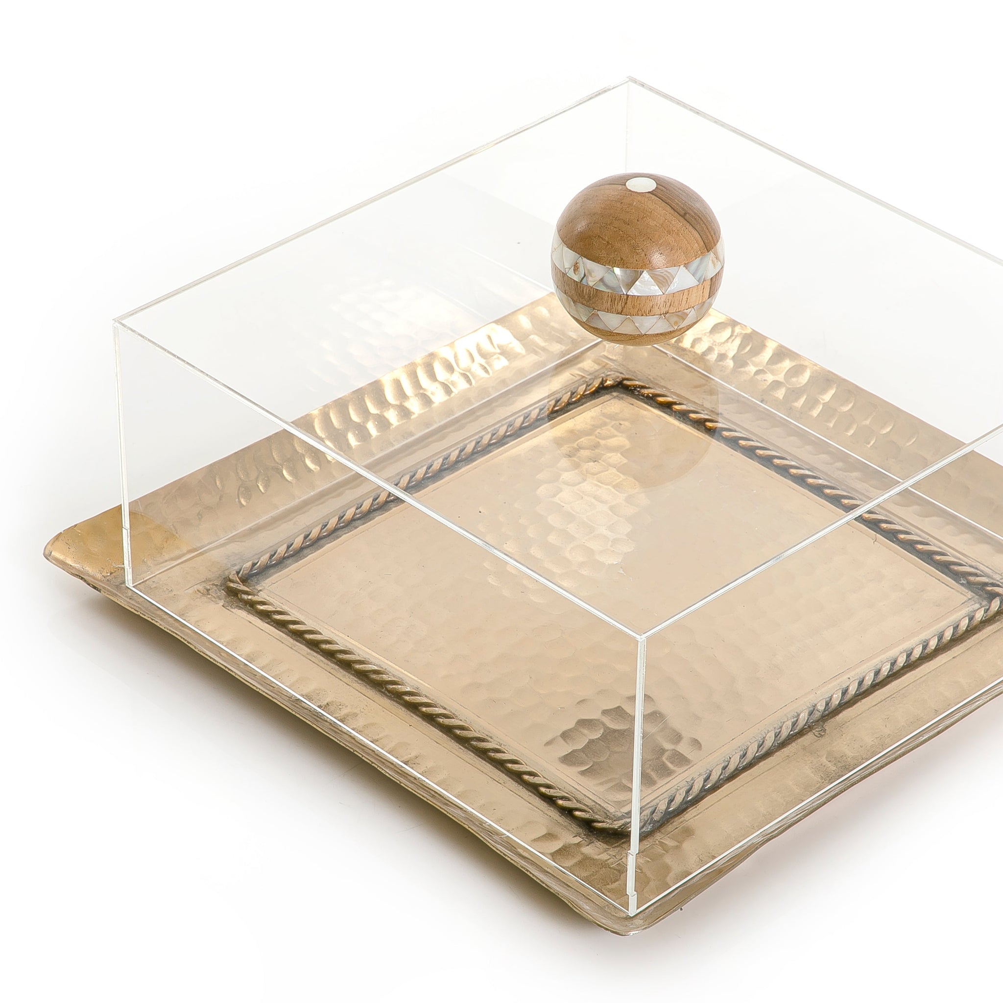 Metal tray with acrylic box