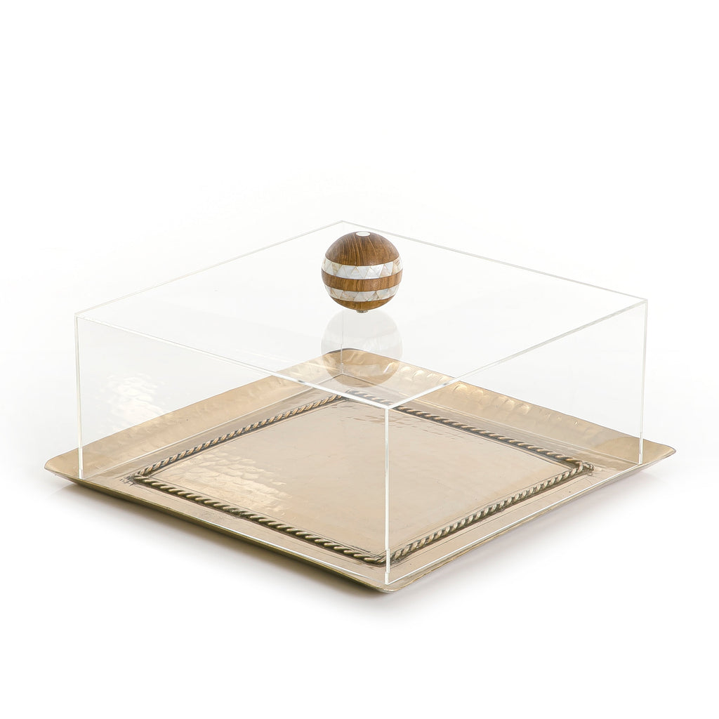 Metal tray with acrylic box