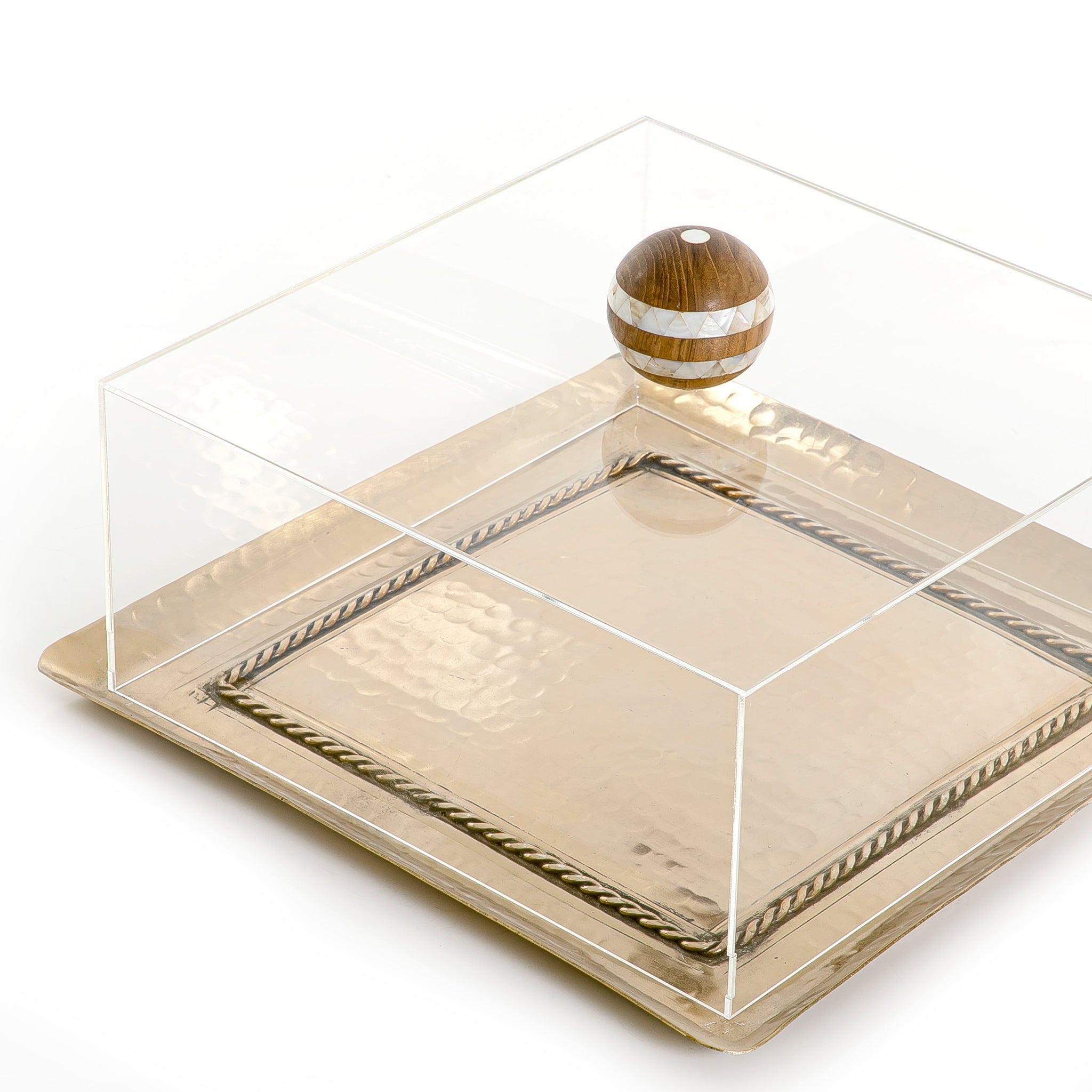 Metal tray with acrylic box
