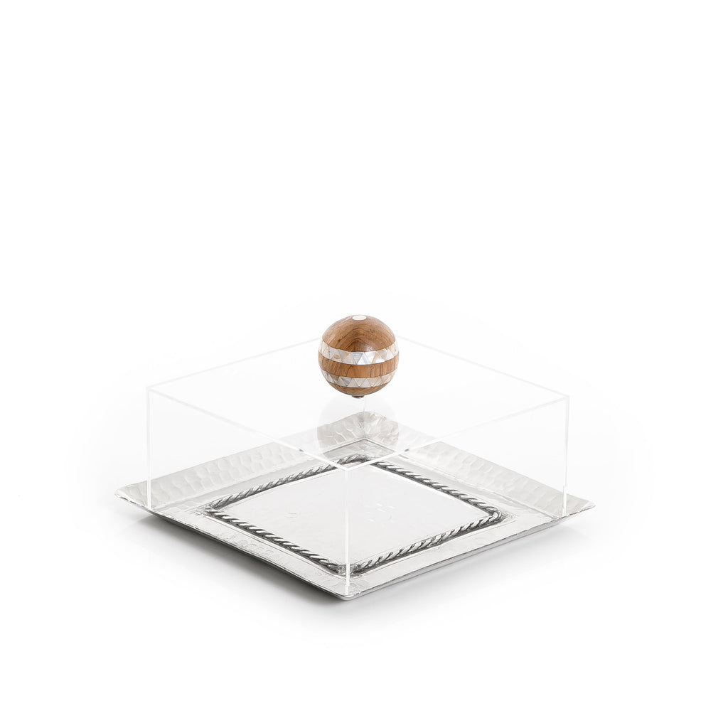 Metal tray with acrylic box