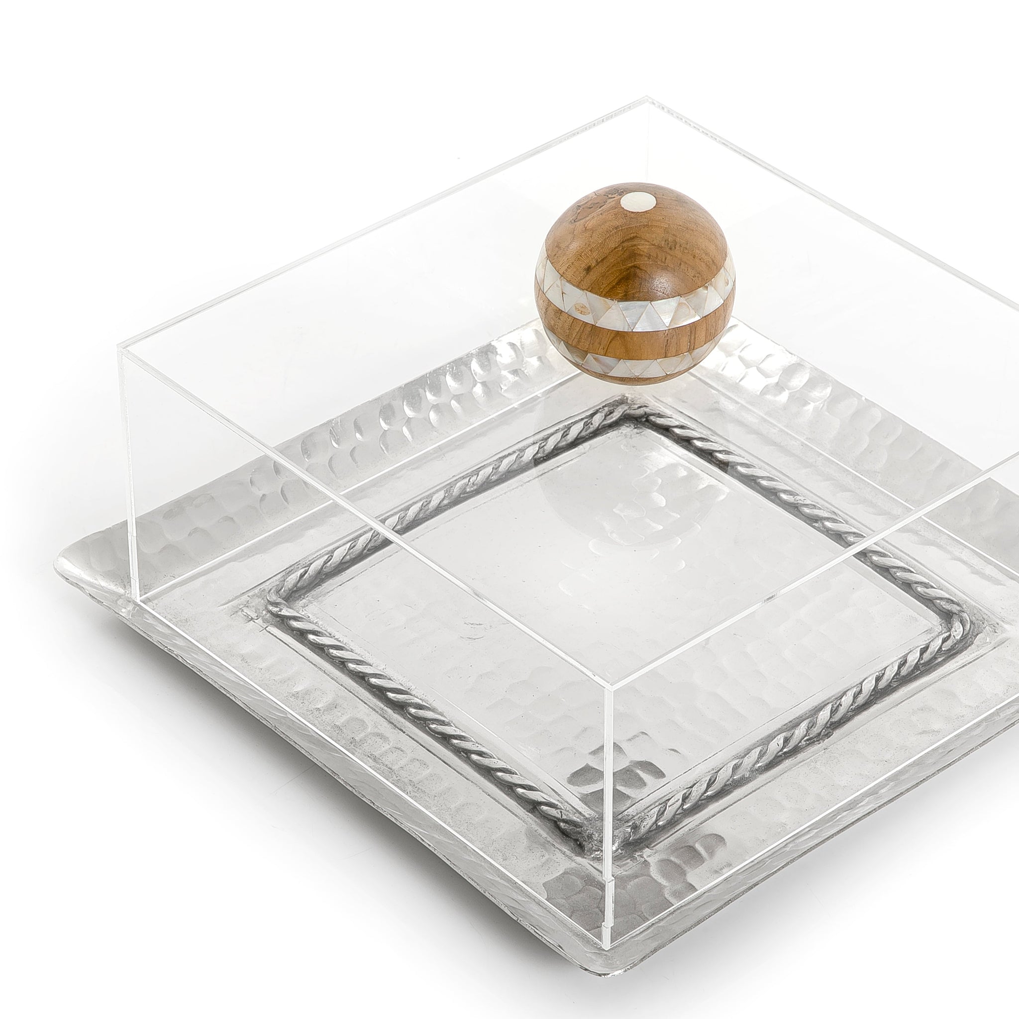 Metal tray with acrylic box
