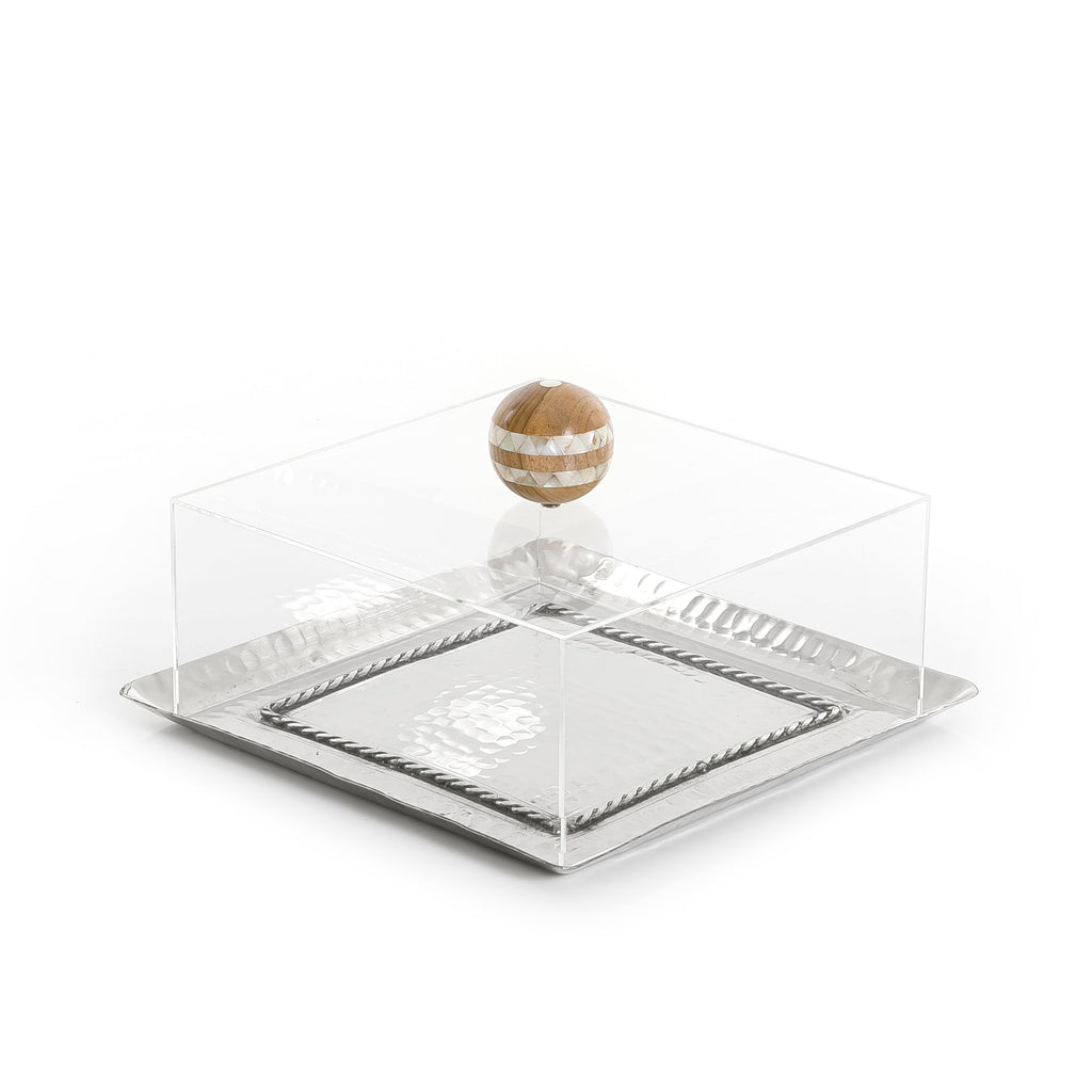 Metal tray with acrylic box