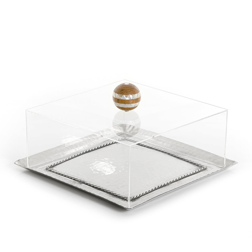 Metal tray with acrylic box