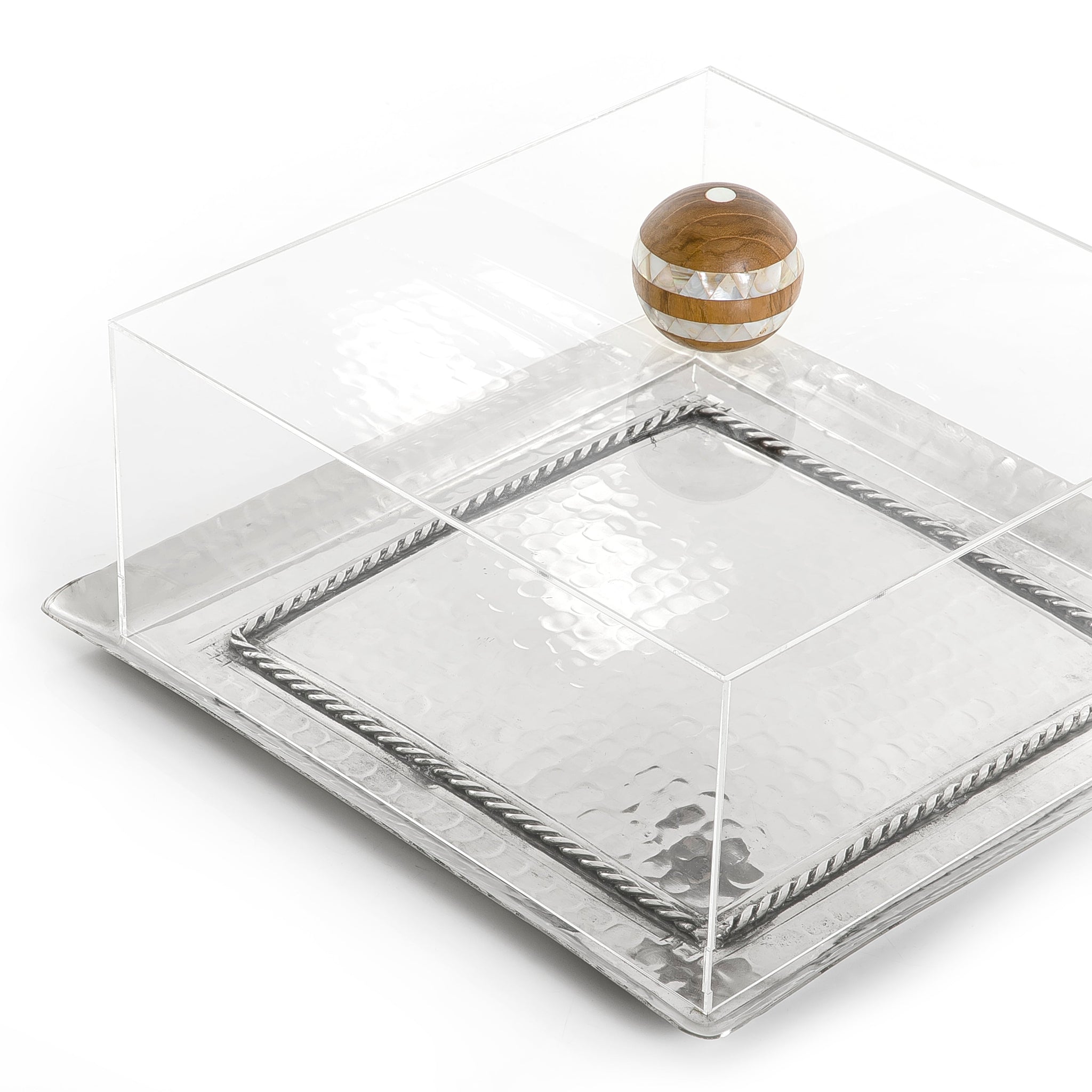 Metal tray with acrylic box