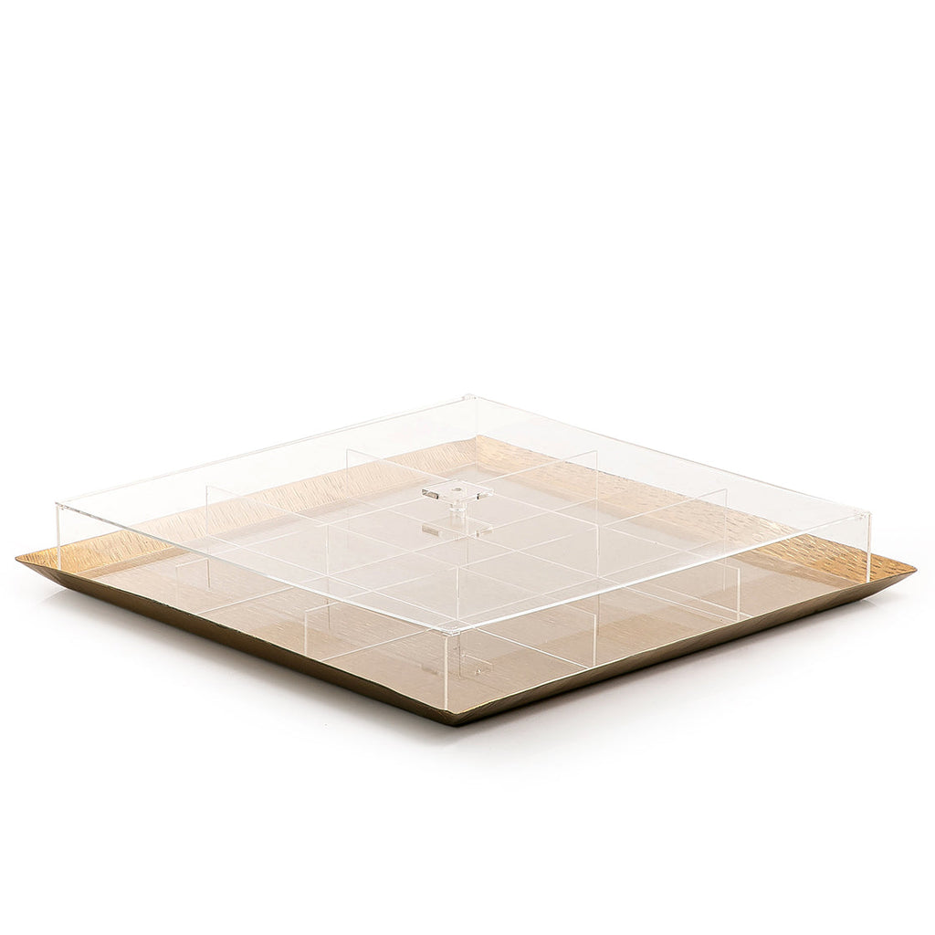 Metal tray with acrylic box