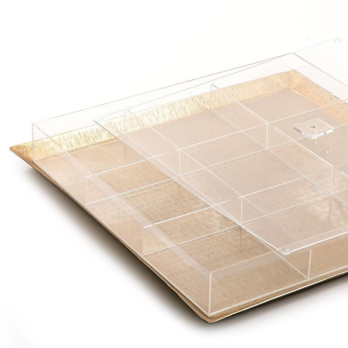 Metal tray with acrylic box