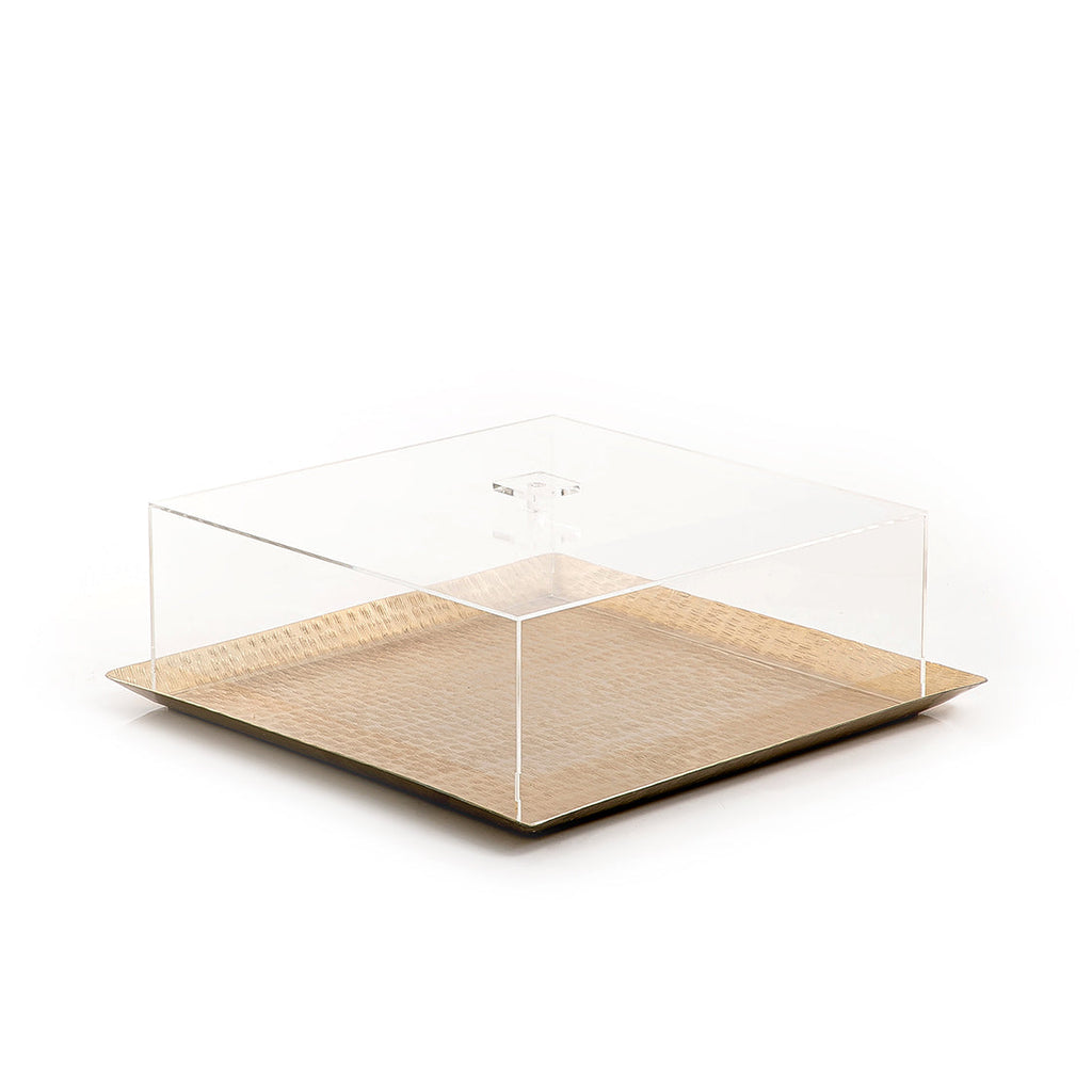 Metal tray with acrylic cover