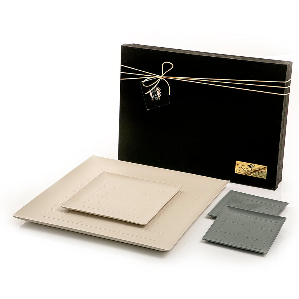 Set of 4 ceramic trays gift box